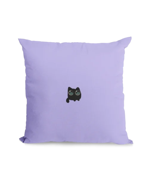 purple Void Cat Pillowcase for black cat lovers featuring a little cat