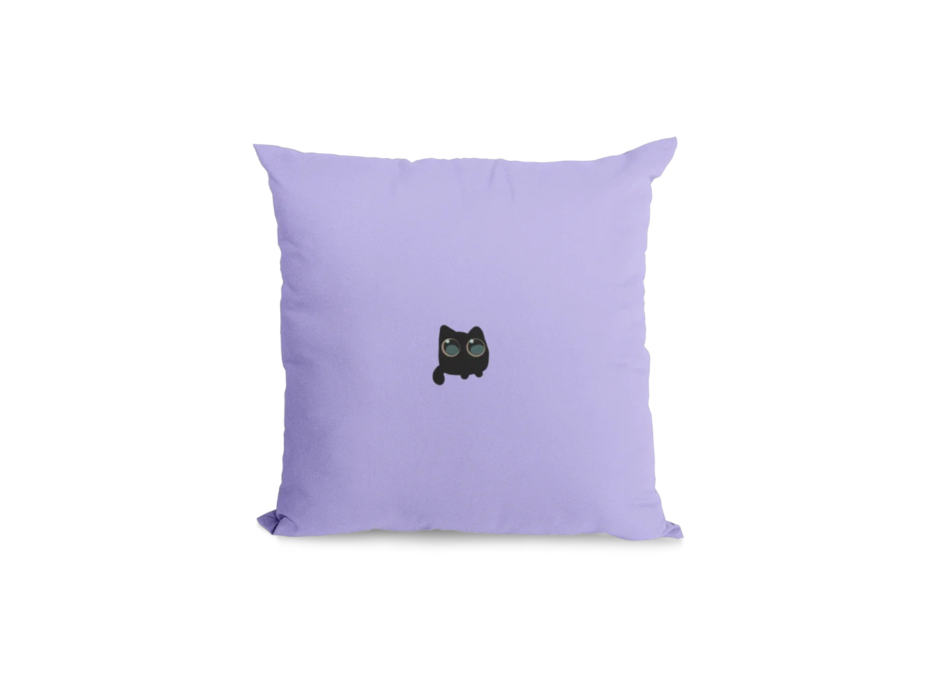 purple Void Cat Pillowcase for black cat lovers featuring a little cat