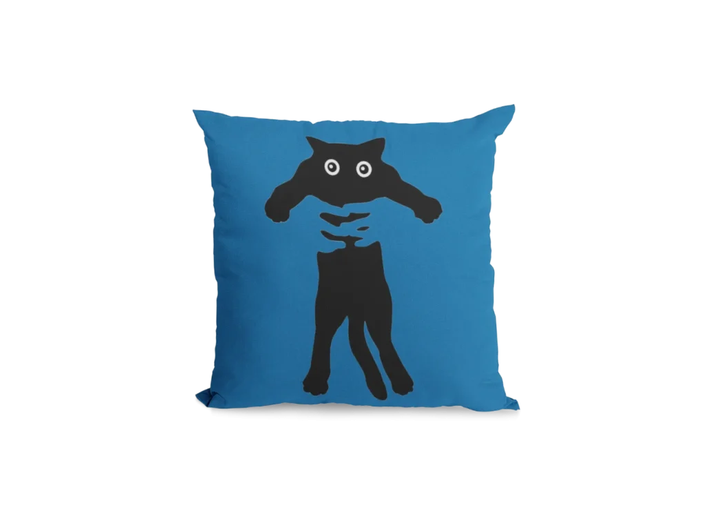 blue hugging Void Cat Pillowcase for black cat lovers