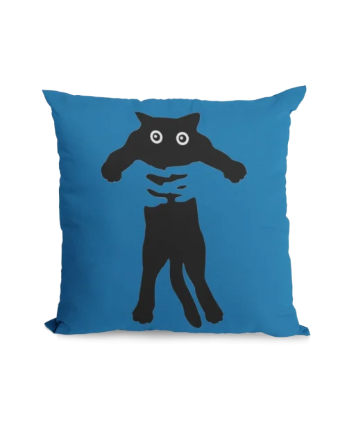 blue hugging Void Cat Pillowcase for black cat lovers