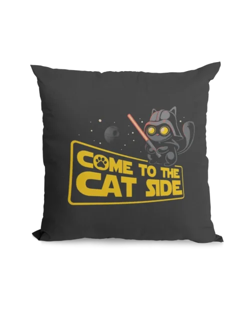 come to the cat side black pillowcase featuring star wars black cat