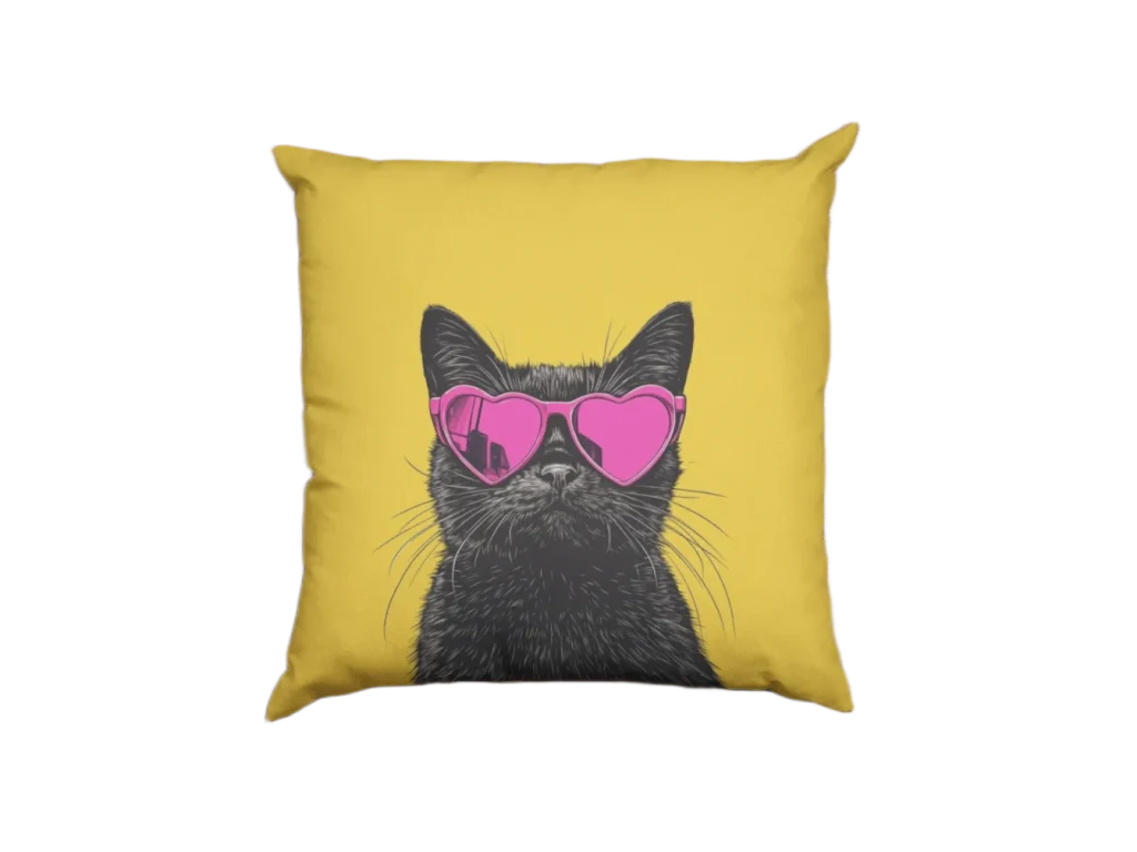 yellow Void Cat Pillowcase for black cat lovers