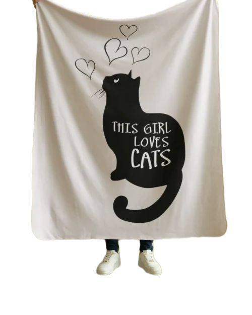 white flannel blanket for black cat lovers
