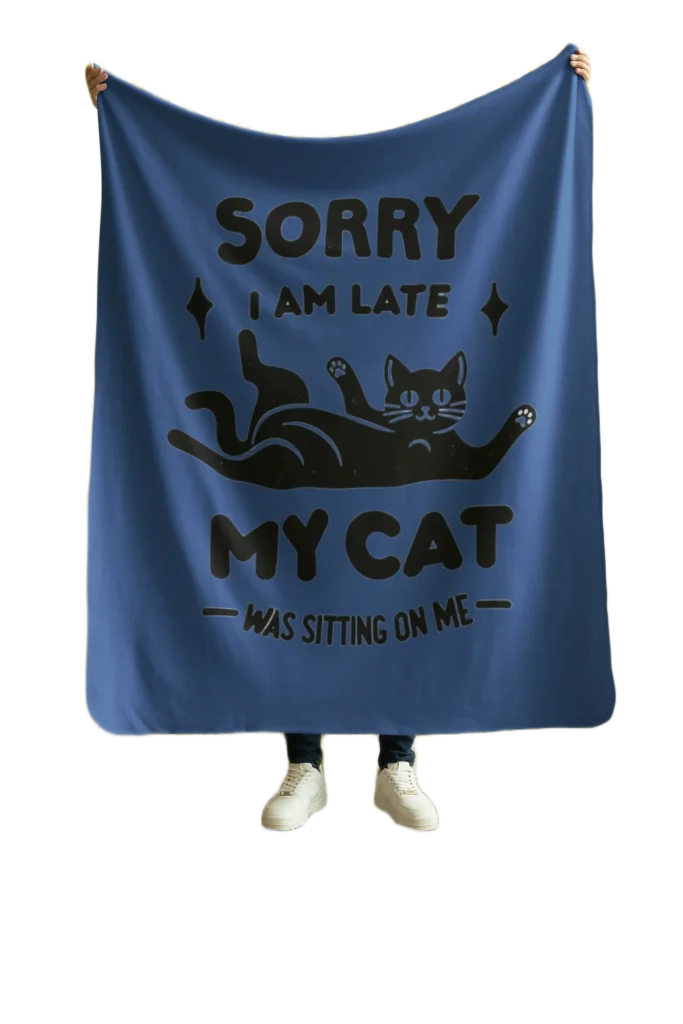 blue flannel blanket for black cat lovers