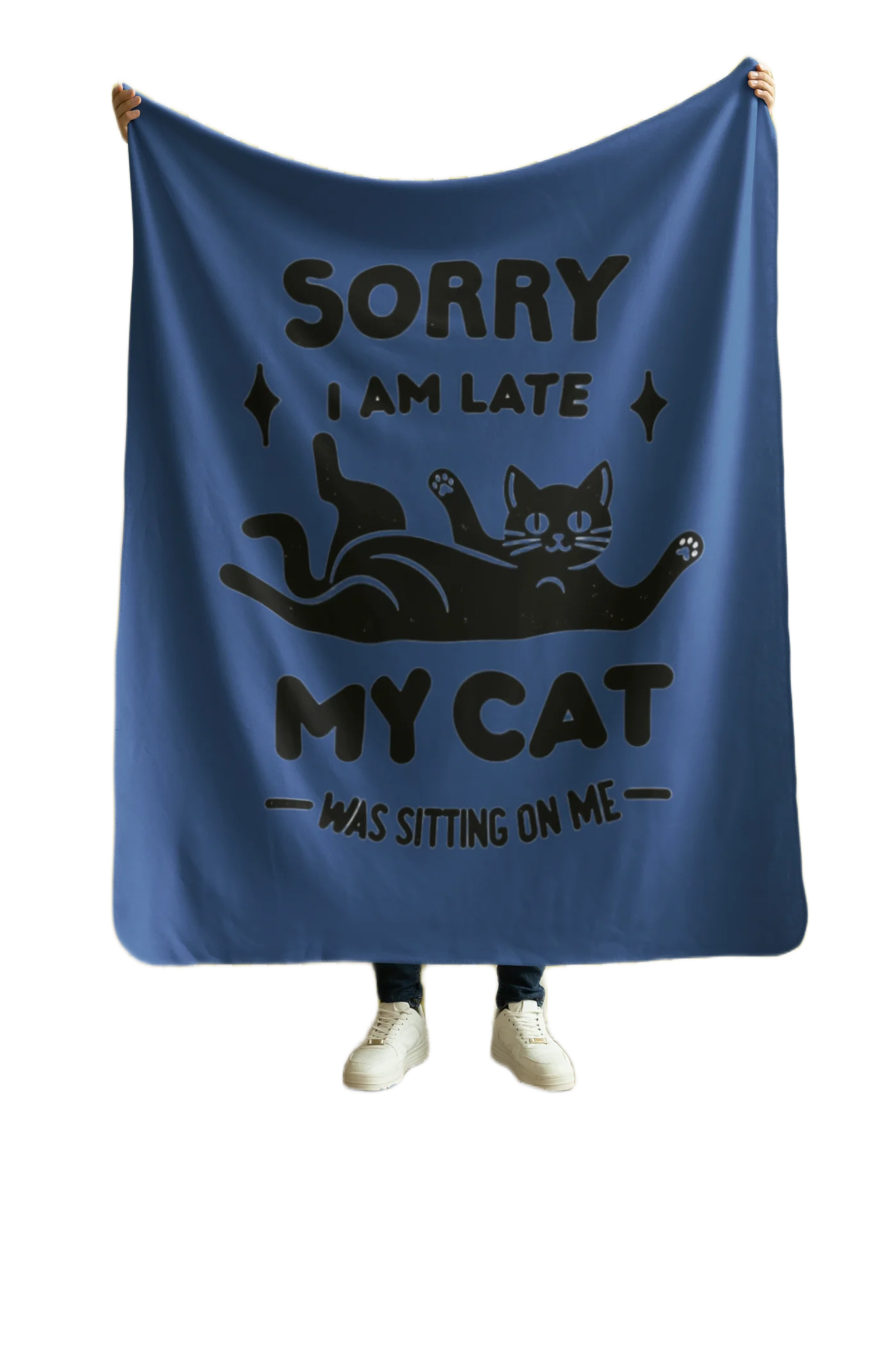 blue flannel blanket for black cat lovers