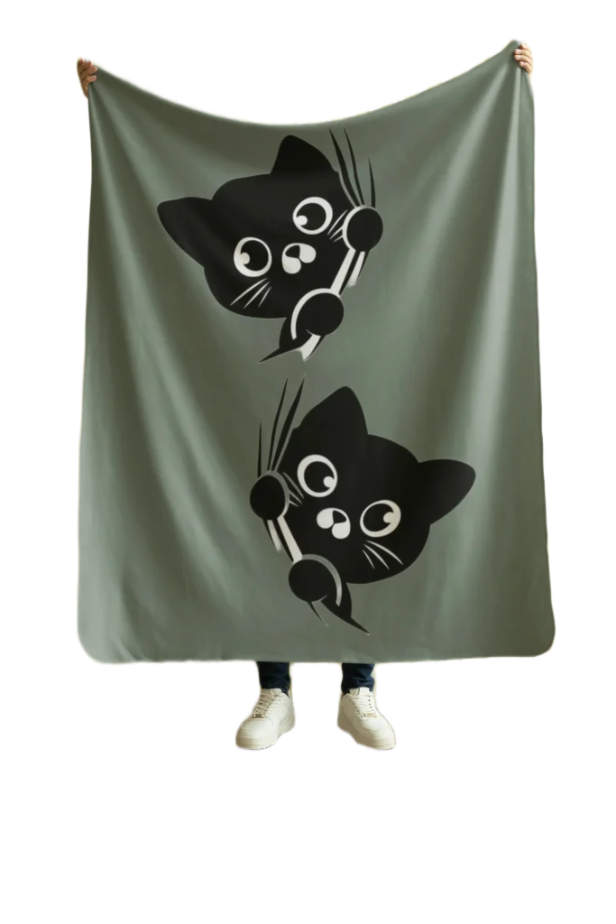 green flannel blanket for black cat lovers