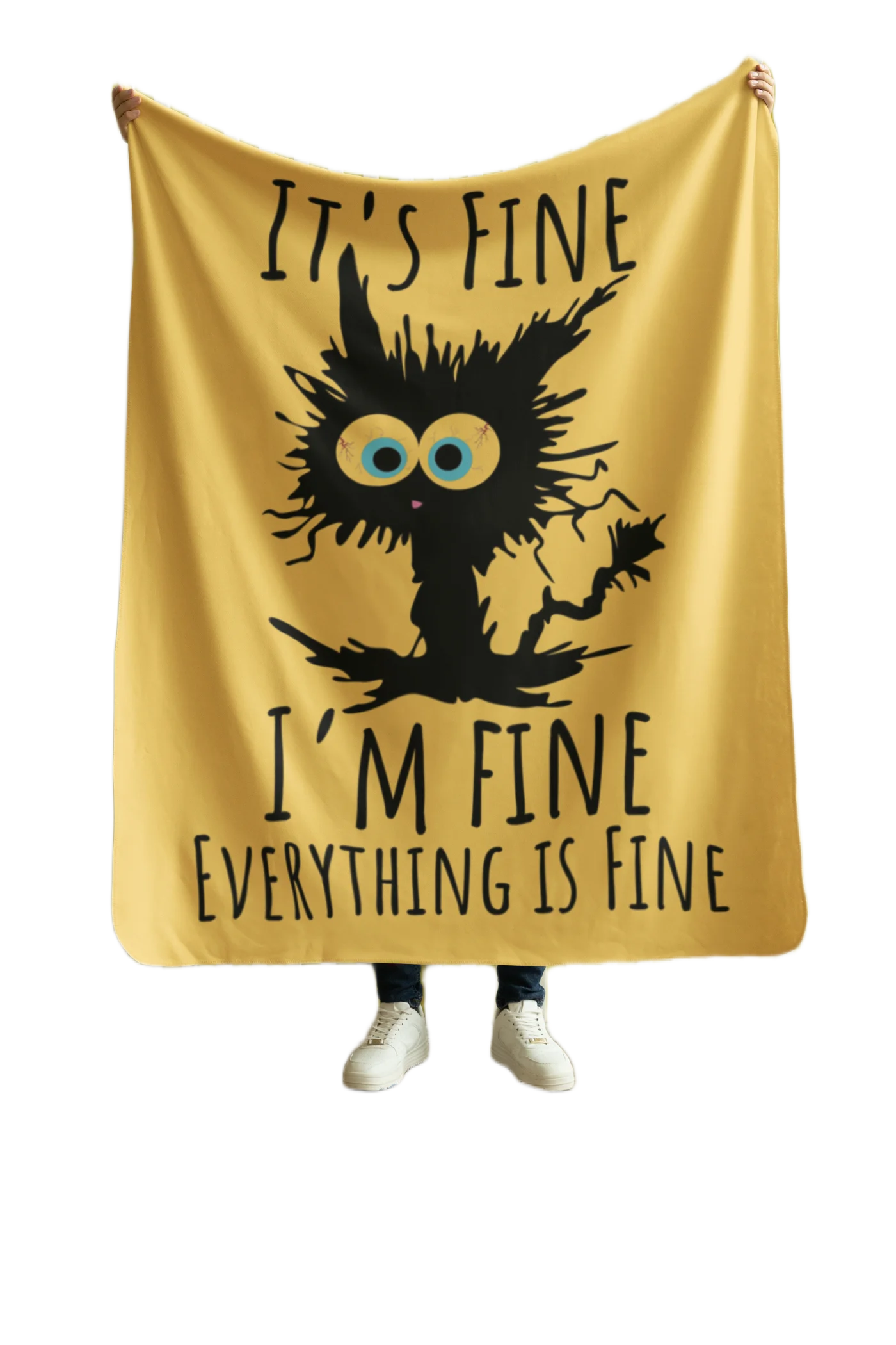 yellow flannel blanket for black cat lovers