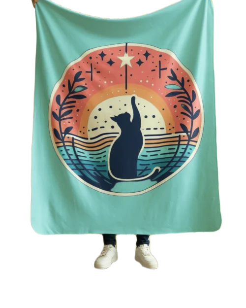 green flannel blanket for black cat lovers