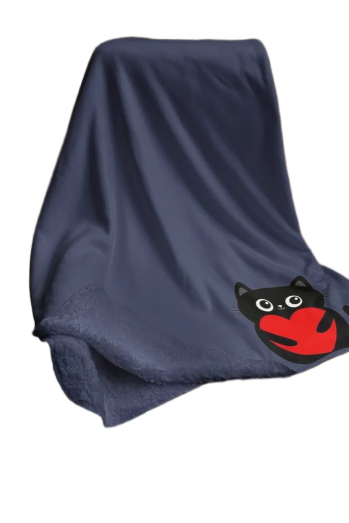 blue flannel blanket for black cat lovers