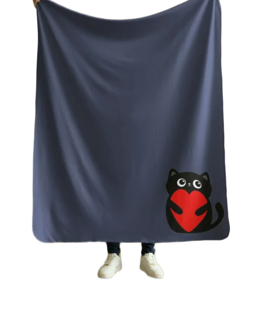 blue flannel blanket for black cat lovers