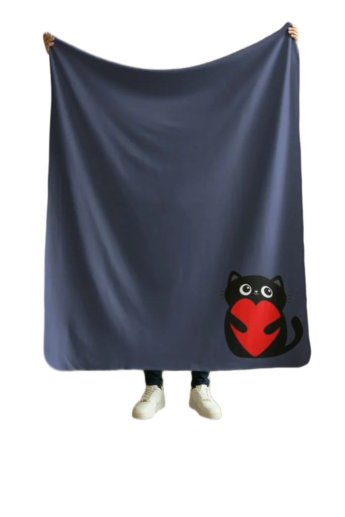 blue flannel blanket for black cat lovers