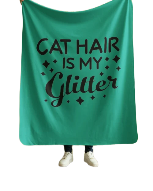 cat hair is my glitter blanket