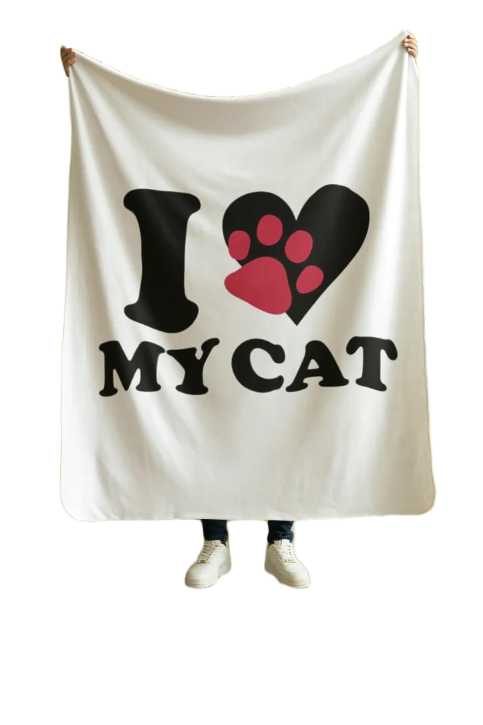i love my cat white blanket