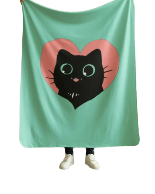 void cat lover green blanket