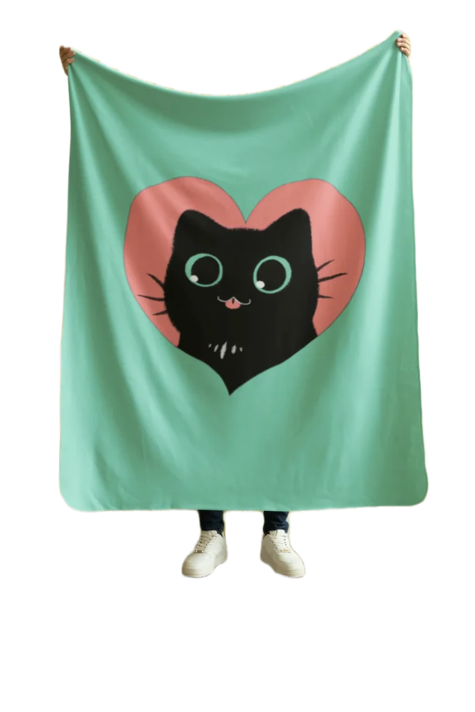 void cat lover green blanket