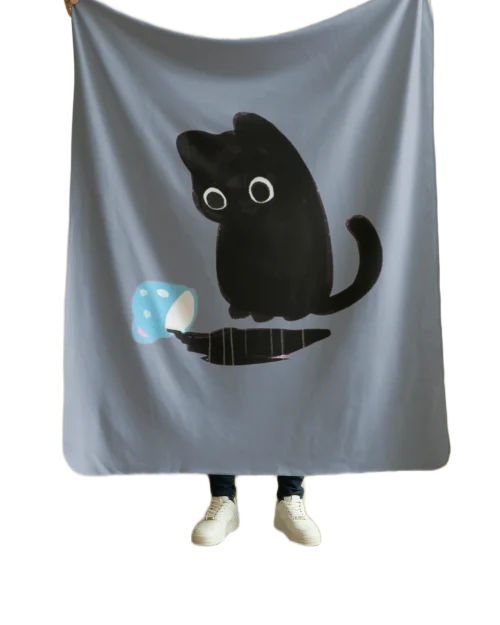 void cat lover blanket spilled coffeee