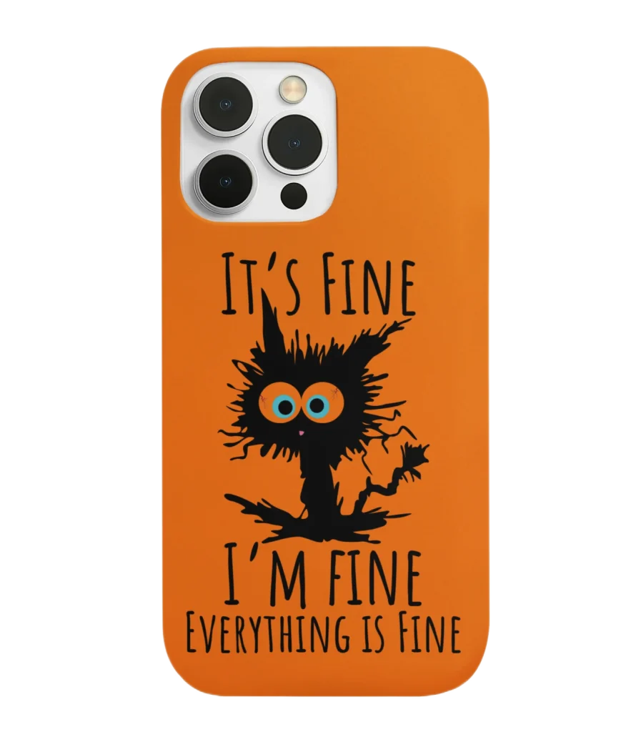 void cat design on orange silicone phone case